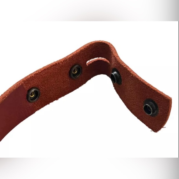 SOLD BADICHI Burgundy Leather Belt With Removable Floral Buckle Israel - Picture 3 of 10